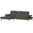ECKSOFA Ottomane links, Eckteil  More_LZ Anthrazit Webstoff  - Anthrazit/Schwarz, Design, Textil/Metall (188/296cm) - Xora