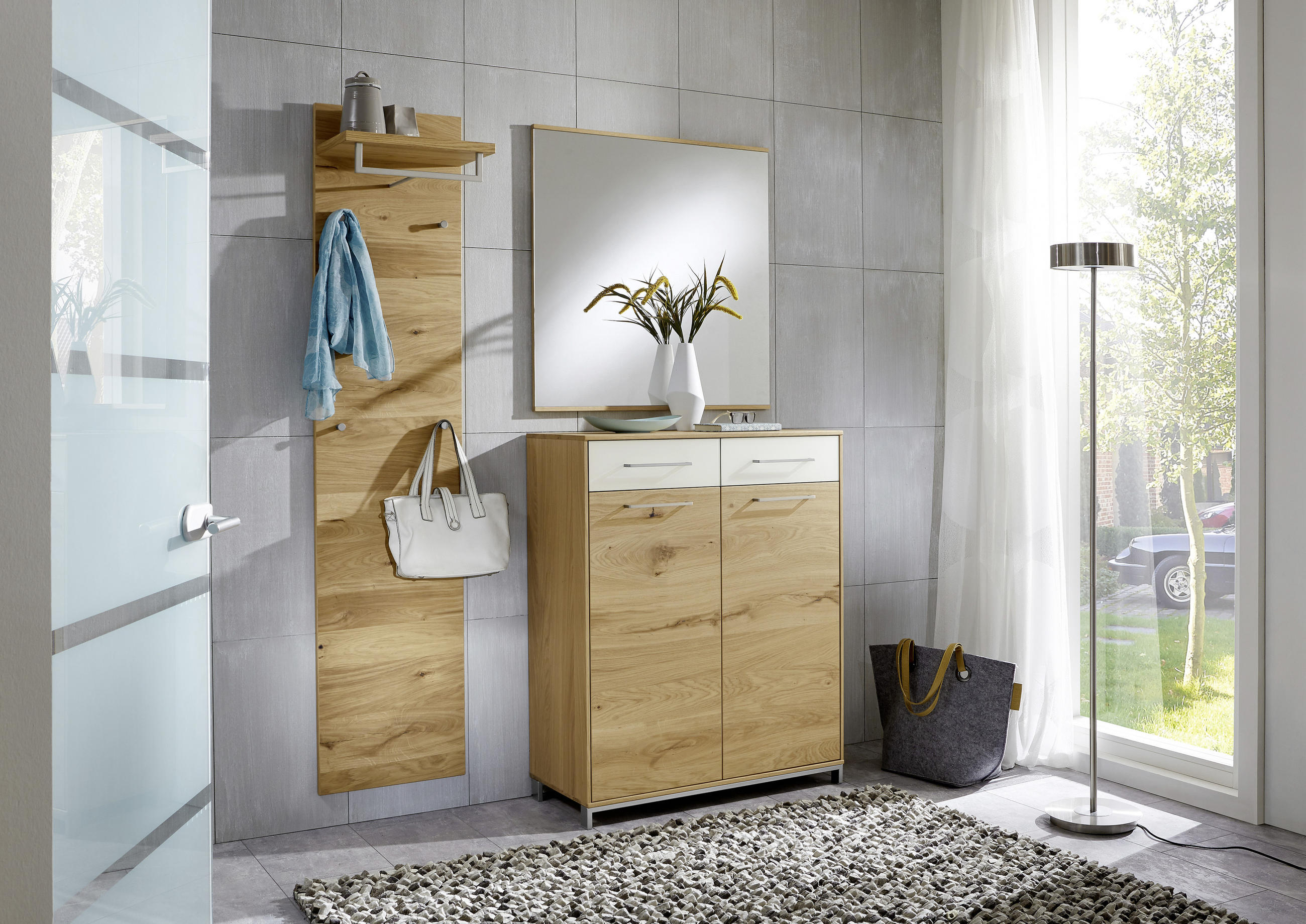 WANDSPIEGEL 82/82/2,1 cm - Eichefarben, Design, Glas/Holz (82/82/2,1cm)