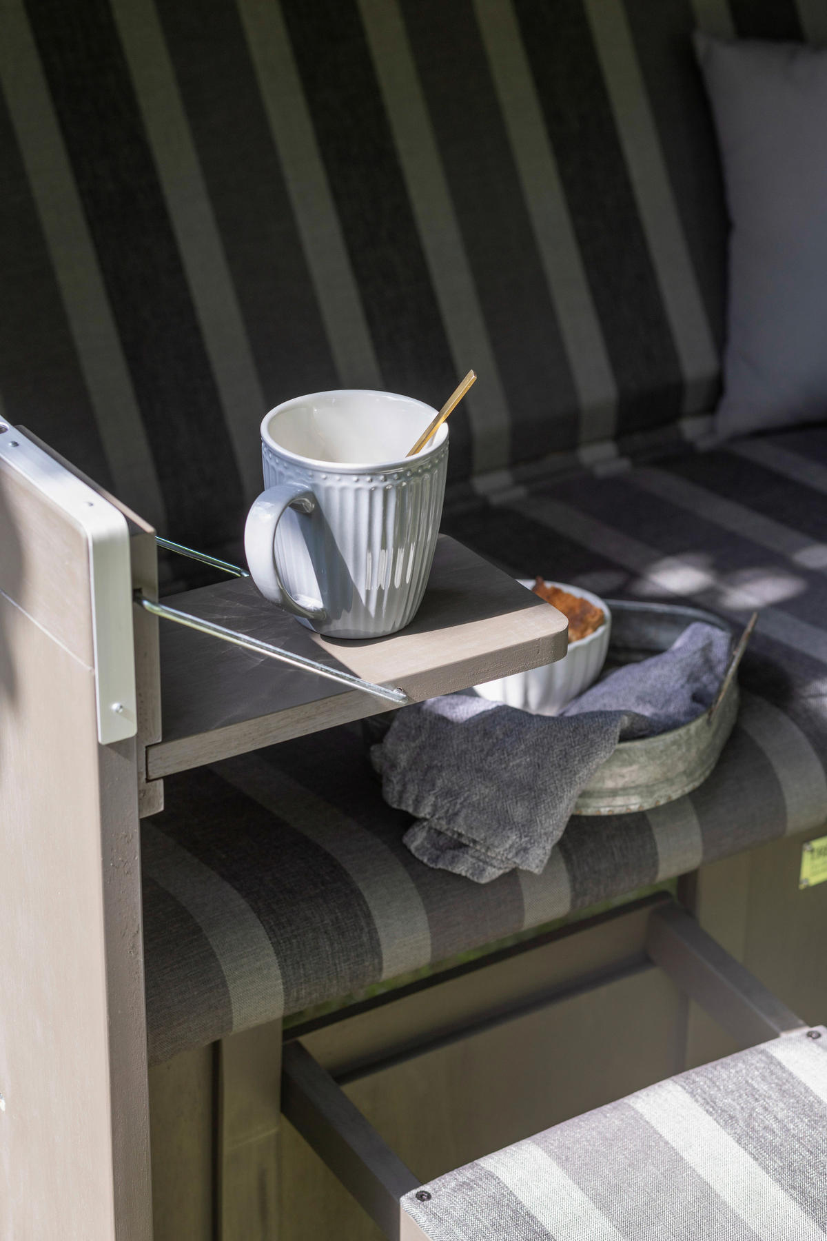 STRANDKORB Dunkelgrau  - Dunkelgrau, LIFESTYLE, Holz/Textil (120/160/80cm)