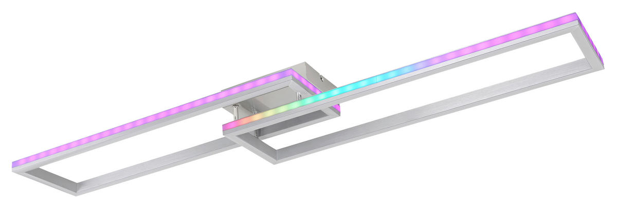 LED-DECKENLEUCHTE 40 W    119,5/25,5/10 cm  - Silberfarben/Opal, Design, Kunststoff/Metall (119,5/25,5/10cm) - Globo
