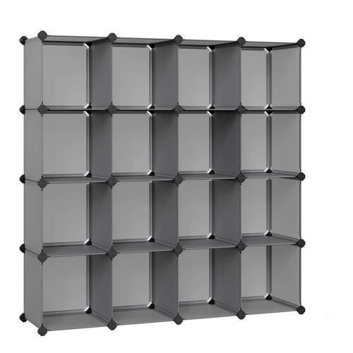 KOMBINÁCIA REGÁLOV, sivá, železo, 153/153/31 cm - čierna/sivá, Basics, kov/plast (153/153/31cm) - Boxxx