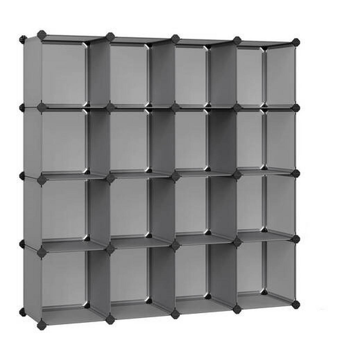 KOMBINÁCIA REGÁLOV, sivá, železo, 153/153/31 cm - čierna/sivá, Basics, kov/plast (153/153/31cm) - Boxxx