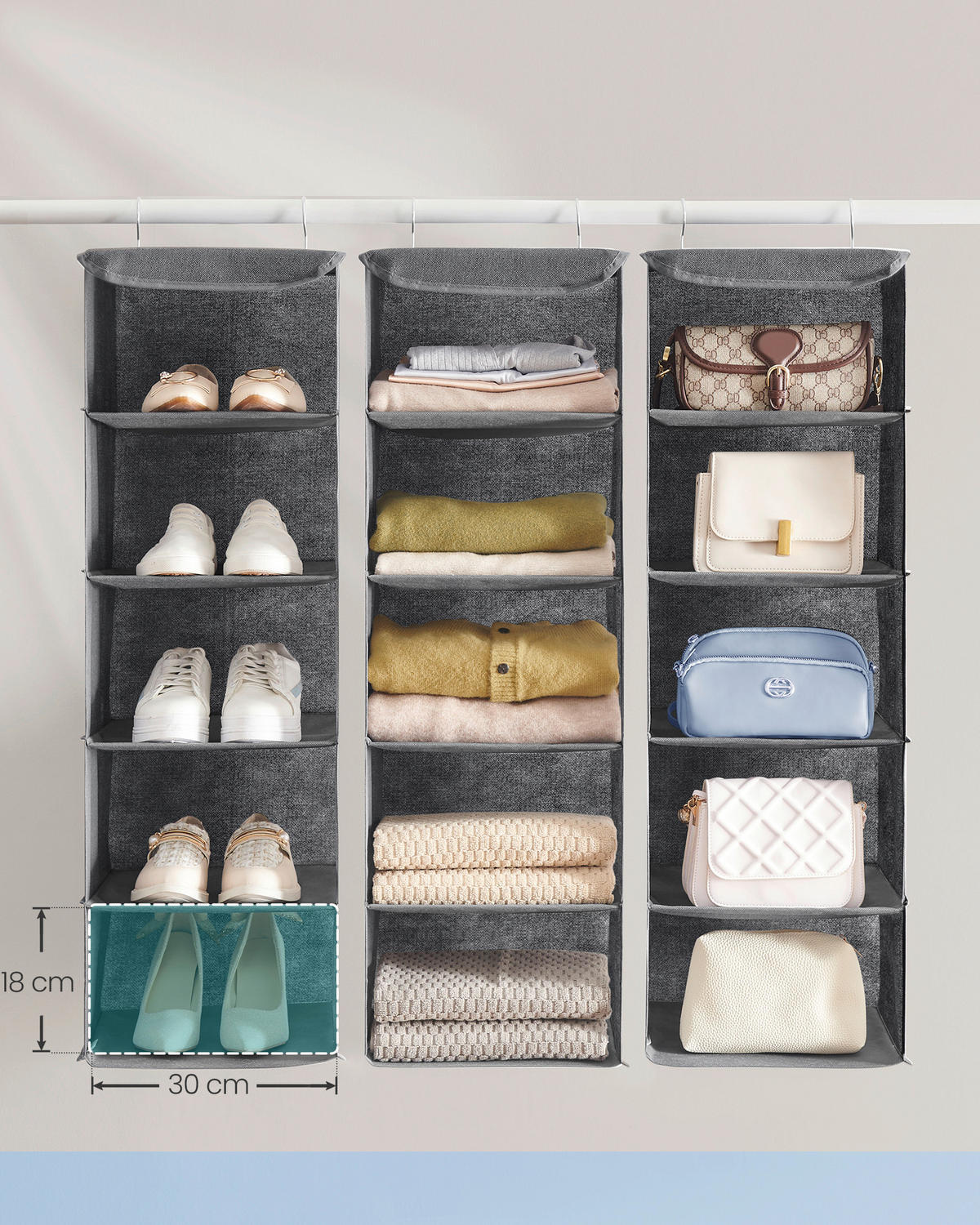 ORGANIZER  - Grau, Basics, Karton/Holz (30/90/30cm)