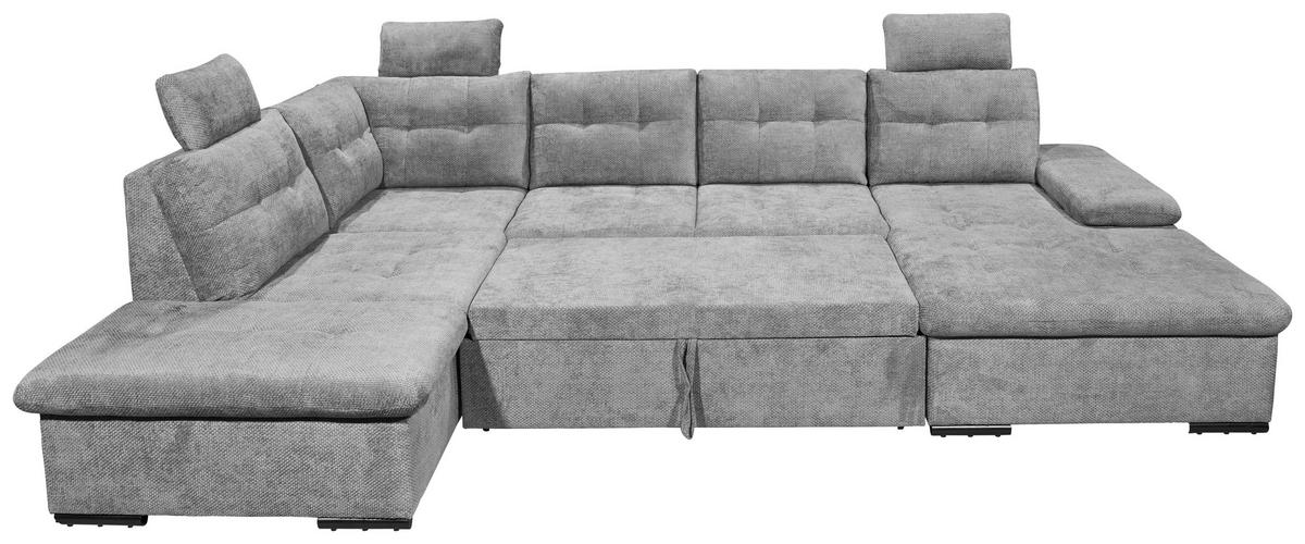 WOHNLANDSCHAFT RONDA Grau Webstoff  - Schwarz/Grau, Basics, Kunststoff/Textil (218/324/170cm) - Livetastic