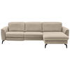 ECKSOFA in Echtleder Ecru  - Ecru/Schwarz, Natur, Leder/Metall (281/168cm) - Valdera