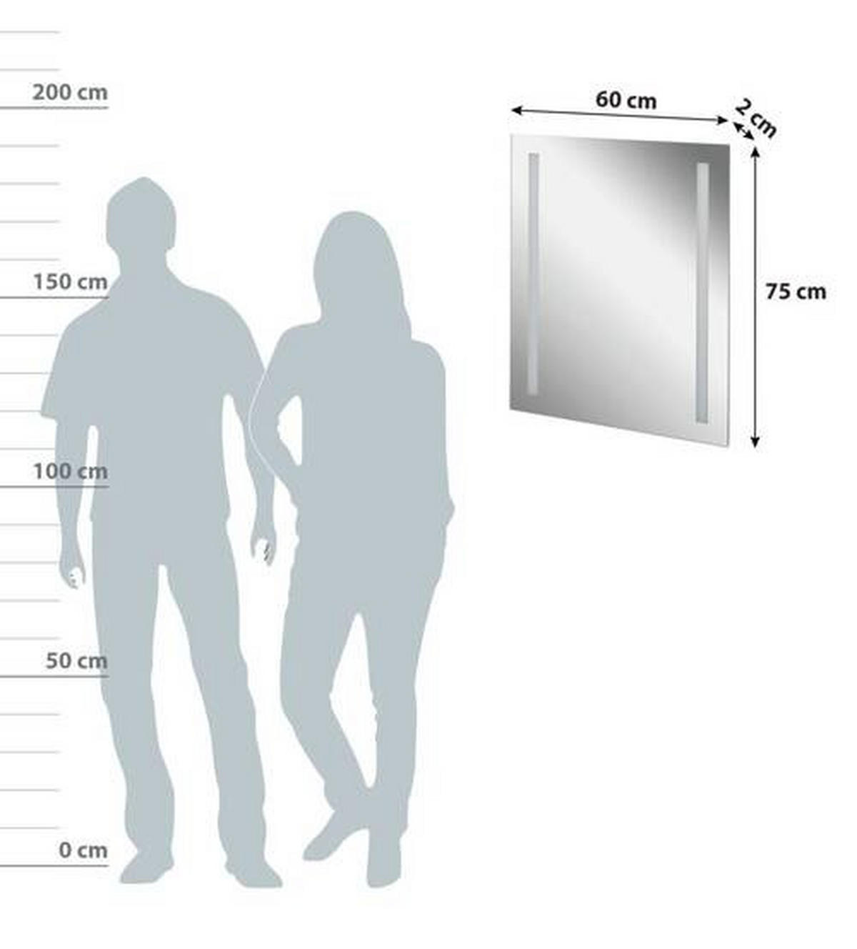 BADEZIMMERSPIEGEL 60/75/2 cm  - Basics, Glas (60/75/2cm) - MID.YOU