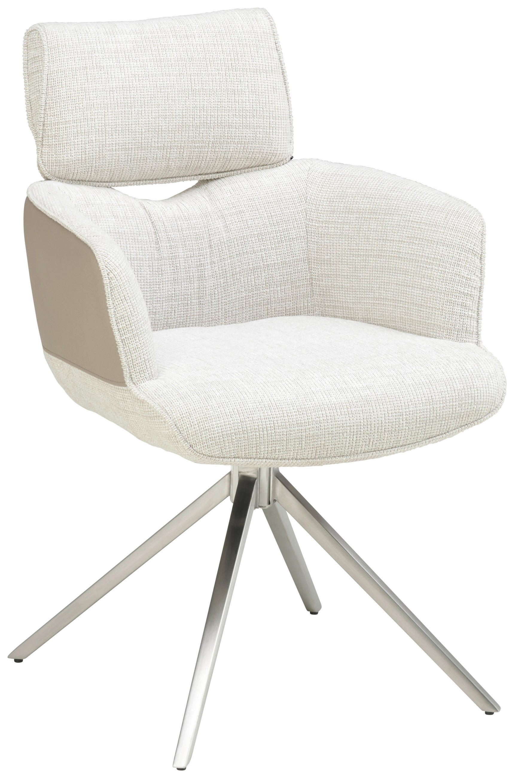 ARMLEHNSTUHL  in Edelstahl Webstoff, Mikrofaser  - Taupe/Edelstahlfarben, KONVENTIONELL, Textil/Metall (59,5/90,5/64,5cm) - Livetastic