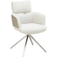 ARMLEHNSTUHL  in Edelstahl Webstoff, Mikrofaser  - Taupe/Edelstahlfarben, KONVENTIONELL, Textil/Metall (59,5/90,5/64,5cm) - Livetastic