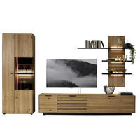WOHNWAND 333,8/205,5/45,2 cm  in Wildeiche  333,8/205,5/45,2 cm    - Wildeiche/Dunkelgrau, Natur, Glas/Holz (333,8/205,5/45,2cm) - Valdera