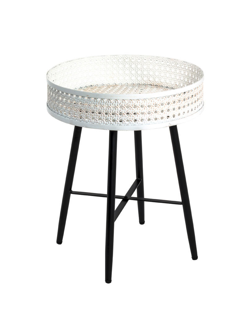 Beistelltisch Rund Bettina, Creme/schwarz