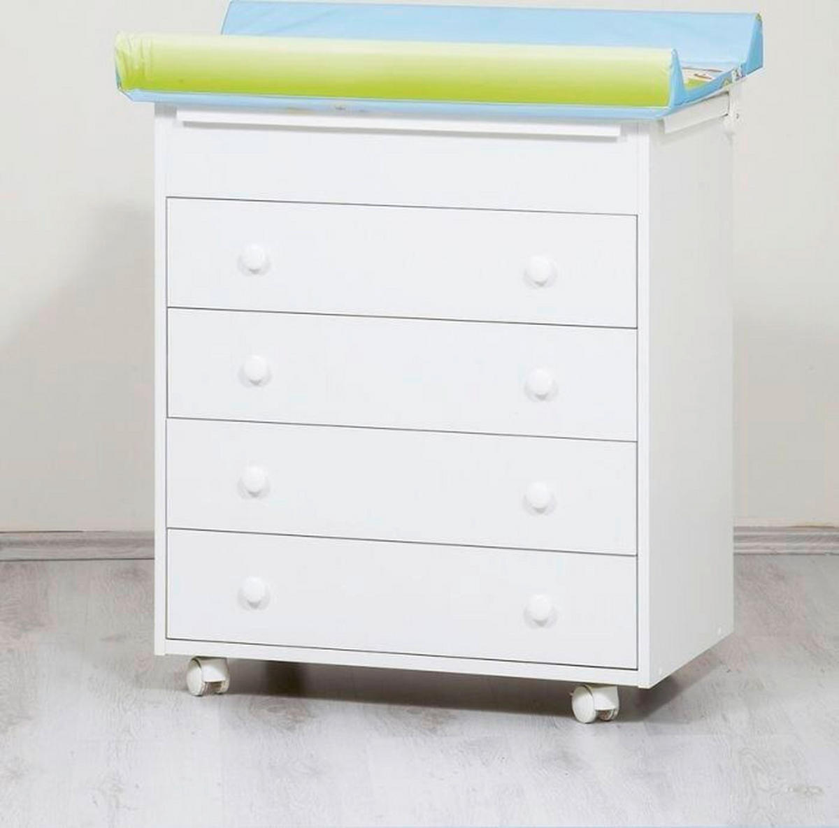 PREVIJALNA KOMODA  LISABON  47/97/76 cm         - bela, Basics, leseni material (47/97/76cm)