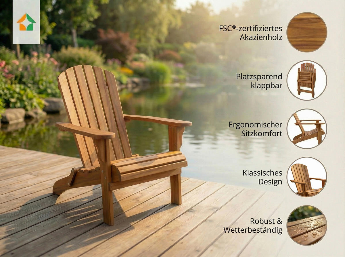 ZAHRADNÍ RELAXAČNÍ ŽIDLE, dřevo - barvy akácie, Basics, dřevo (84/69/93cm) - Prestige Home