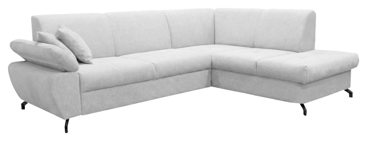 ECKSOFA CORA in Chenille Hellgrau  261/198 cm  - Hellgrau/Schwarz, Design, Textil/Metall (261/198cm) - MID.YOU