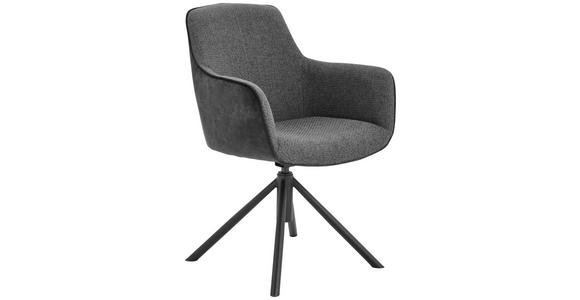 ARMLEHNSTUHL  , Stoffauswahl, Typenauswahl, Sitzfläche 360° drehbar  , Flachgewebe  ,  - Anthrazit/Schwarz, Design, Textil/Metall (60/88/64cm) - Novel