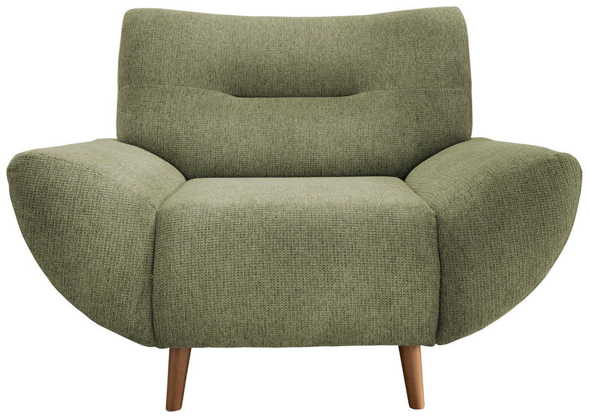 SESSEL Chenille Grün  - Wildeiche/Grün, Modern, Holz/Textil (111/81/90cm) - MID.YOU