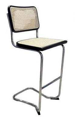 BARHOCKER Creme, Schwarz, Chromfarben Buche, Rattan massiv  - Chromfarben/Creme, MODERN, Holz (48/110/56cm) - Livetastic
