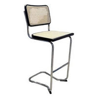BARHOCKER Creme, Schwarz, Chromfarben Buche, Rattan massiv  - Chromfarben/Creme, MODERN, Holz (48/110/56cm) - Livetastic