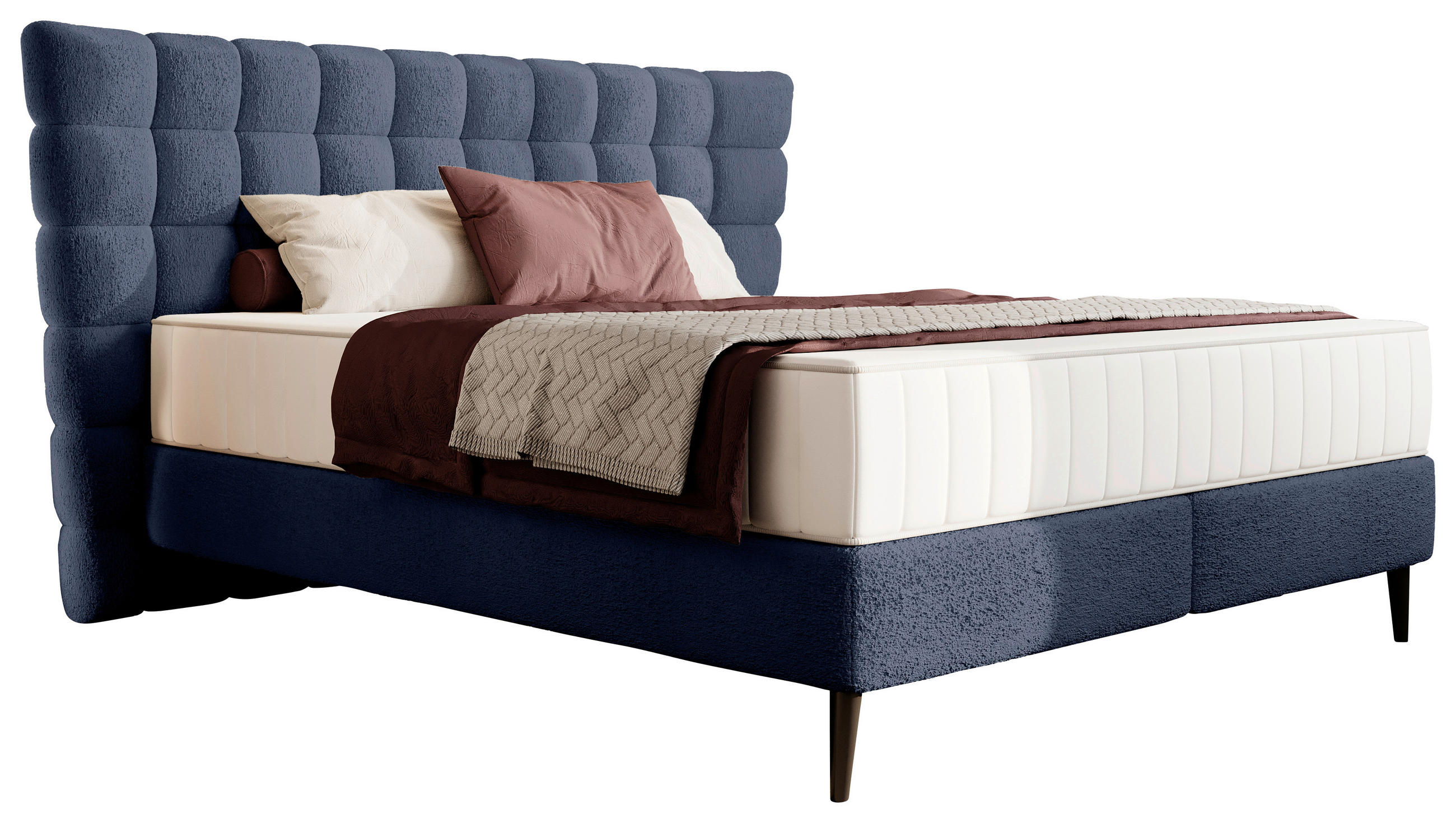 BOXSPRING-ÁGY 180/200 cm  sötétkék  - sötétkék/fekete, Design, faalapú anyag/textil (180/200cm) - Esposa