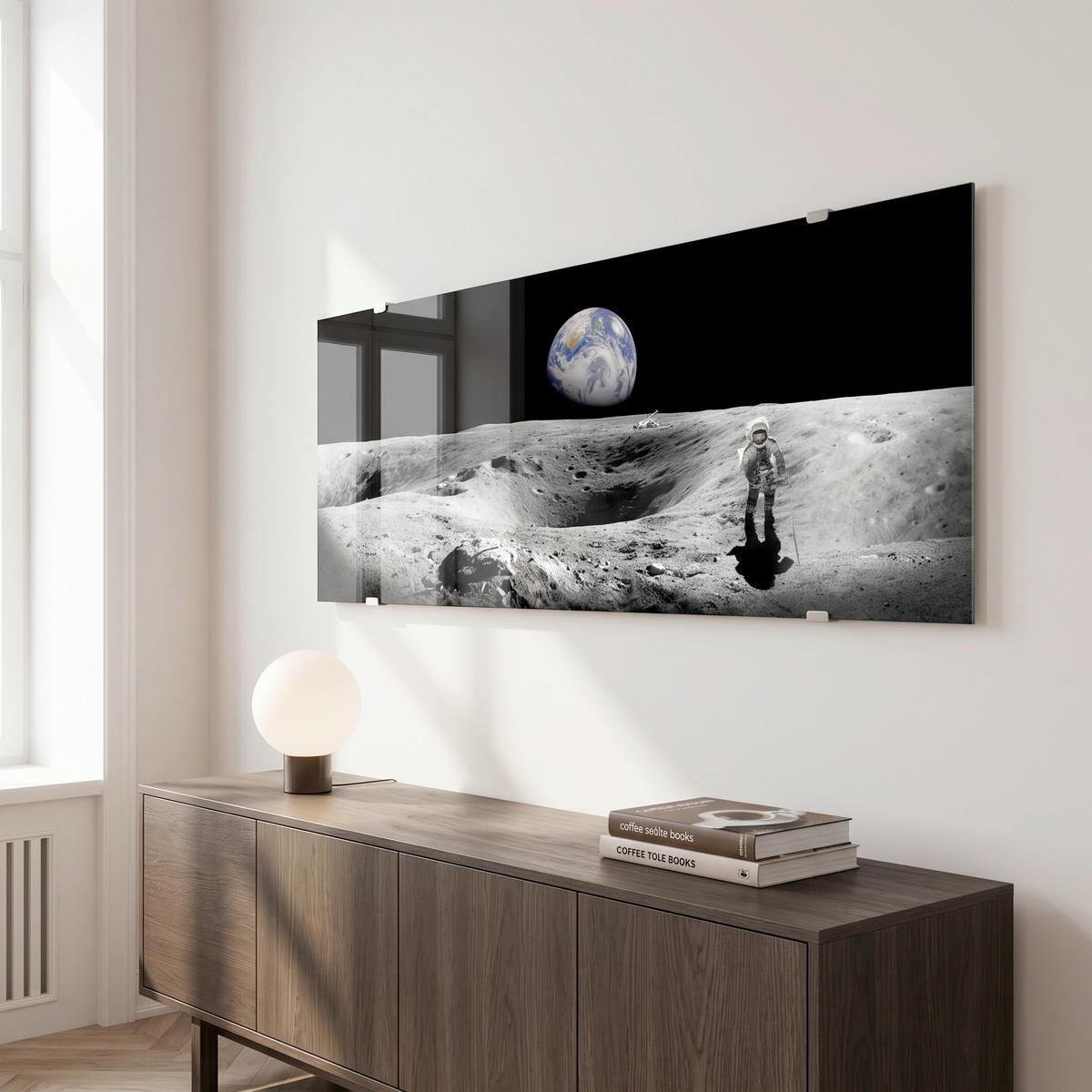 GLASBILD Mond Multicolor 125/50 cm  - Multicolor, Basics, Glas/Papier (125/50cm)