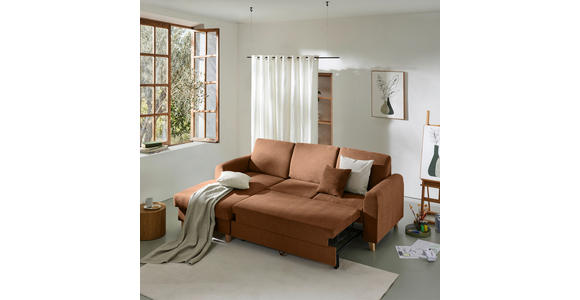 ECKSOFA Terracotta Flachgewebe  - Buchefarben/Terracotta, KONVENTIONELL, Holz/Textil (166/241cm) - Carryhome