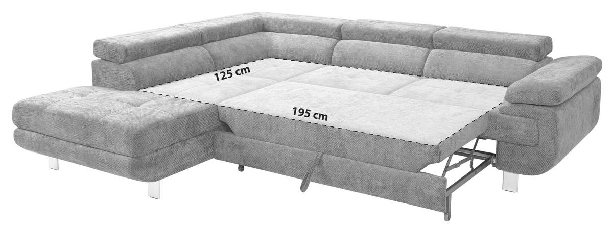 ECKSOFA in Drell Dunkelgrau  - Dunkelgrau, Modern, Textil/Metall (230/270cm) - MID.YOU