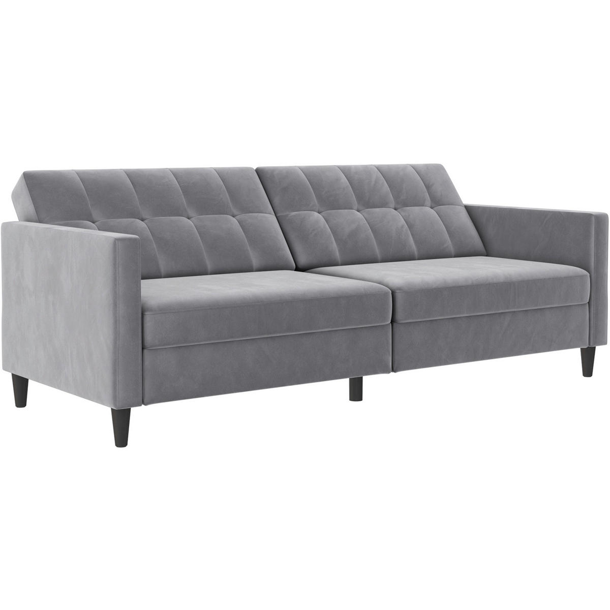 SCHLAFSOFA HANNOVER in Samt Grau Vintage, Skandinavisch, Modern  - Schwarz/Grau, Basics, Kunststoff/Textil (203/82/83cm) - Livetastic