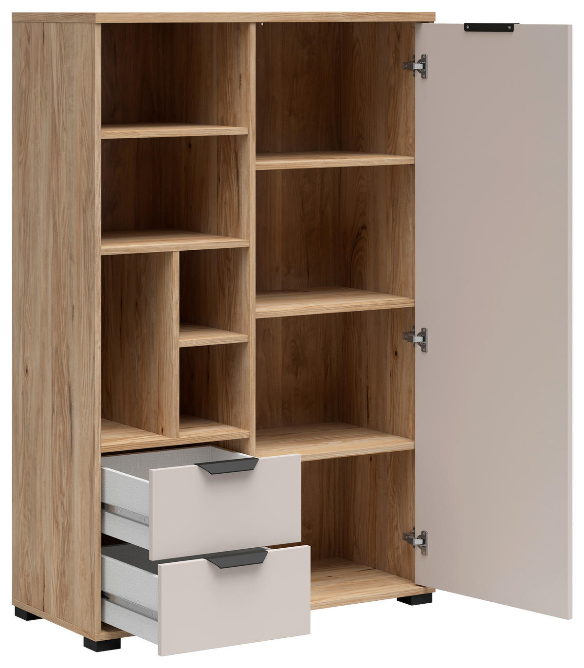 HIGHBOARD  90/137,5/40 cm 2 Schublade(n)  - Kaschmir/Eichefarben, Basics, Holzwerkstoff/Kunststoff (90/137,5/40cm) - Milino