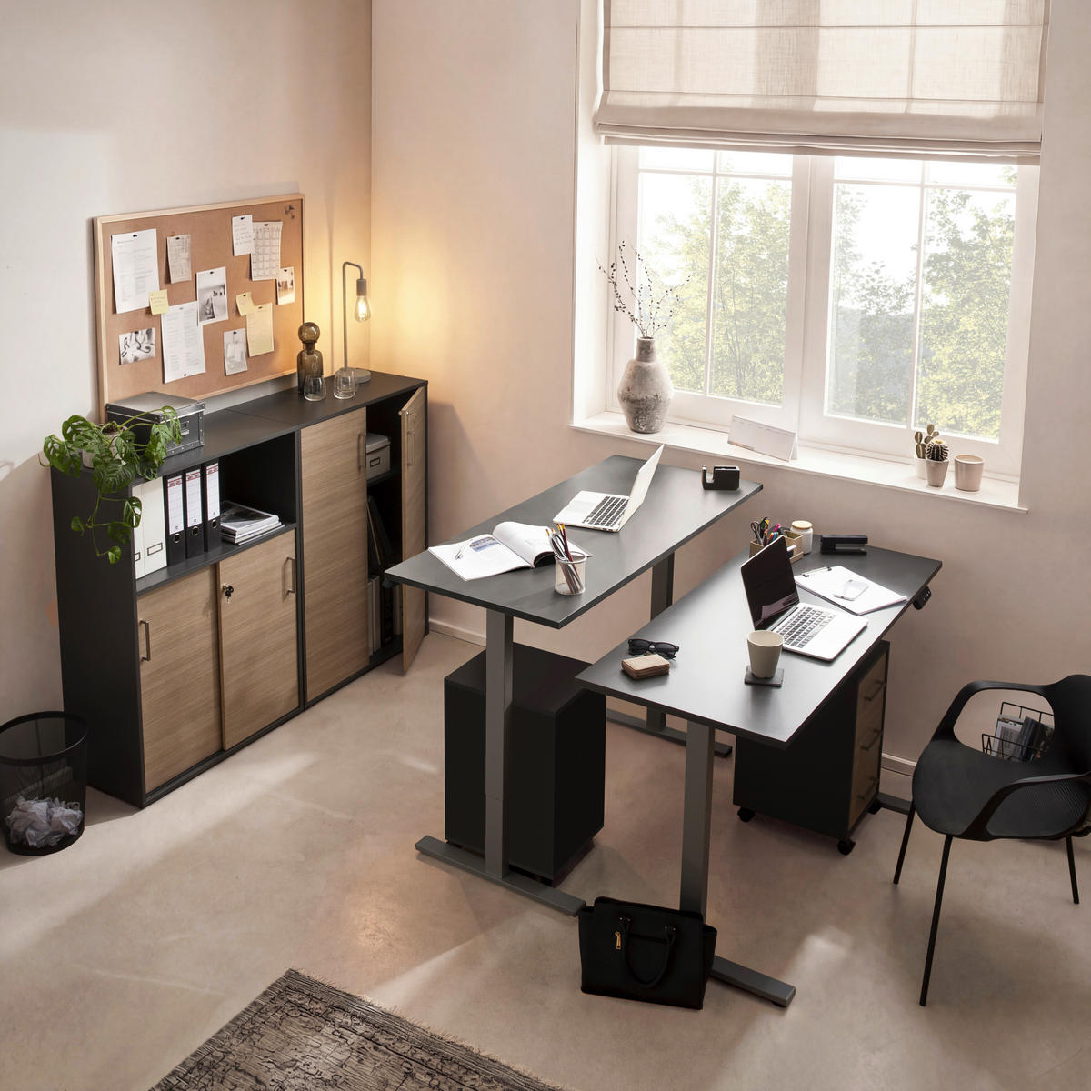 AKTENSCHRANK Anthrazit, Beige  - Beige/Anthrazit, MODERN, Holzwerkstoff (80,1/113,4/38,2cm) - MID.YOU
