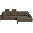 ECKSOFA Braun Cord  - Schwarz/Braun, KONVENTIONELL, Textil/Metall (276/173cm) - Carryhome