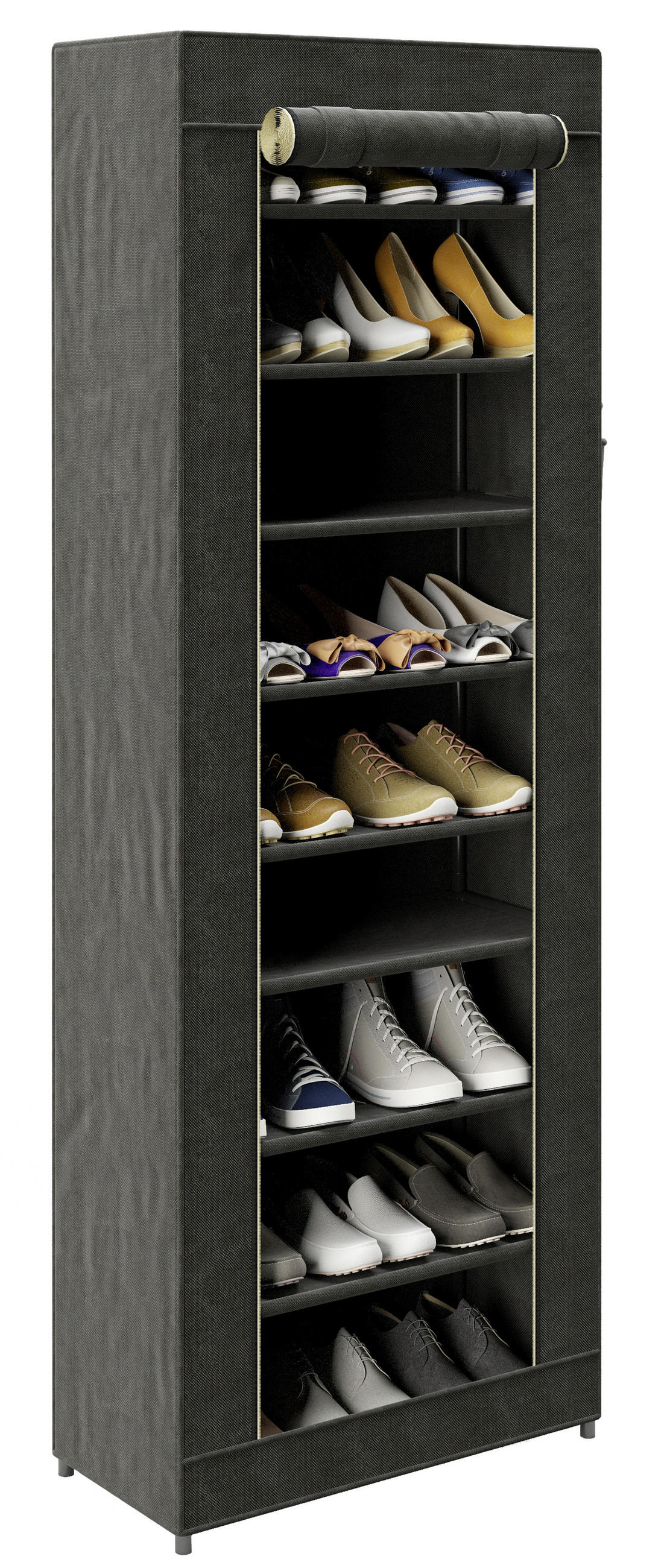 SCHUHSCHRANK Schwarz  - Schwarz, Basics, Textil/Metall (58/159/28cm) - Playboy