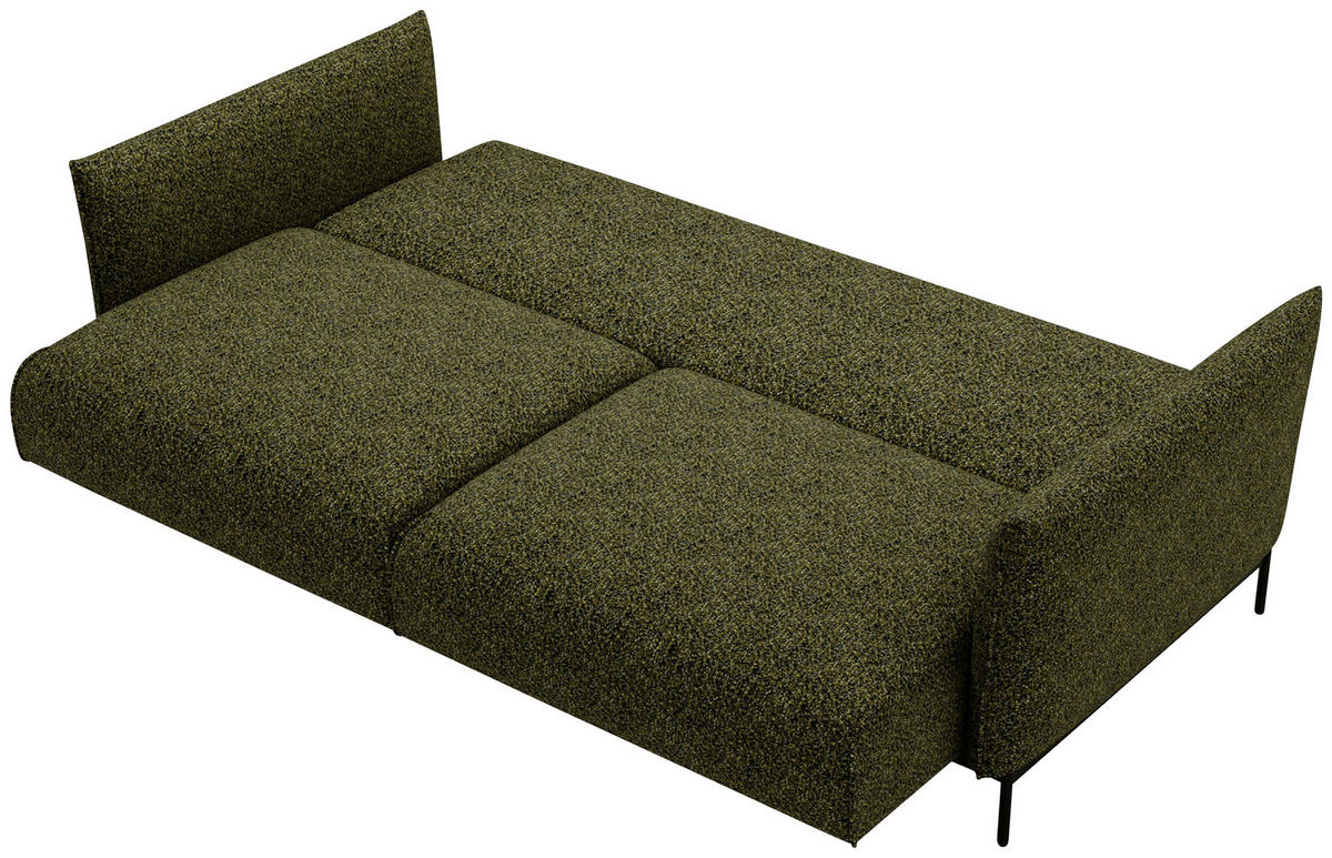 SOFA in Chenille Grün  - Schwarz/Grün, Design, Textil/Metall (223/96/95cm) - Livetastic