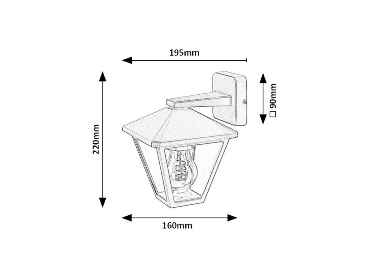 SPOLJNA ZIDNA SVETILJKA Paravento  - prozirna/crna, Konvencionalno, staklo/metal (16/22cm)