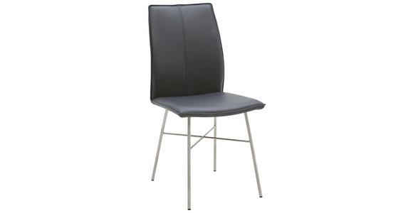 STUHL in Metall, Leder Schwarz, Edelstahlfarben - Edelstahlfarben/Schwarz, Design, Leder/Metall (46/93/57cm) - Dieter Knoll