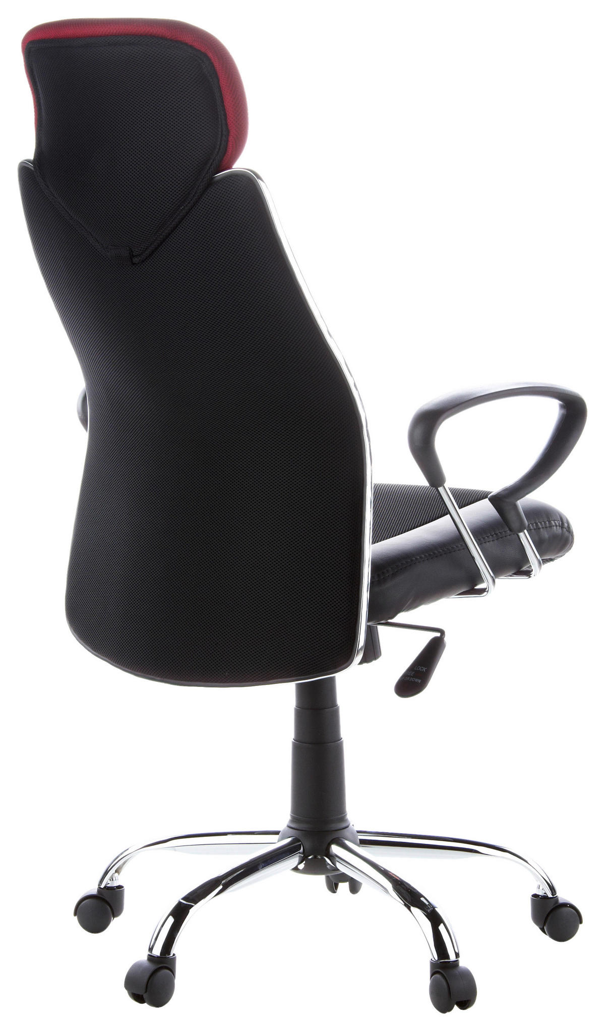 DREHSTUHL Lederlook, Webstoff Schwarz, Weinrot  - Silberfarben/Weinrot, Basics, Kunststoff/Textil (62/129/52cm) - MID.YOU