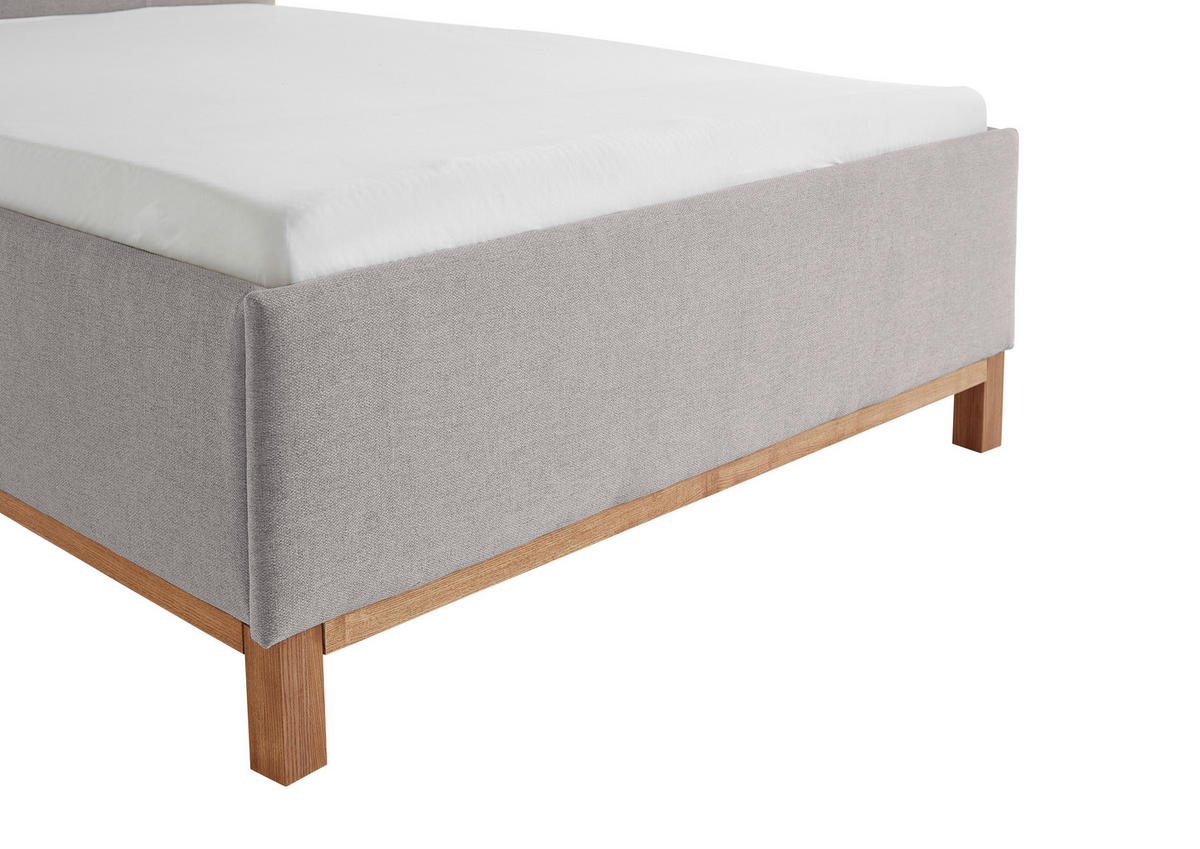 POLSTERBETT 140/200 cm  in Hellgrau  - Eichefarben/Hellgrau, MODERN, Holz/Textil (140/200cm) - Livetastic