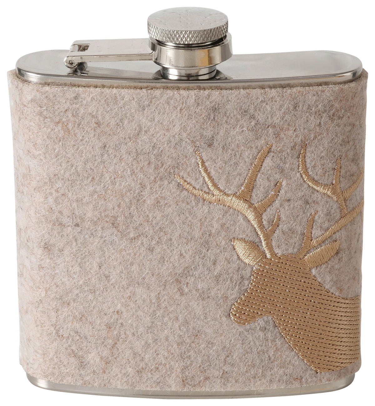 TRINKFLASCHE  - Silberfarben/Grau, KONVENTIONELL, Textil/Metall (9,2/3/11cm)