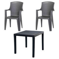 BALKONSET Anthrazit 3-teilig  - Anthrazit, KONVENTIONELL, Kunststoff (77/77/72cm) - Gardenson