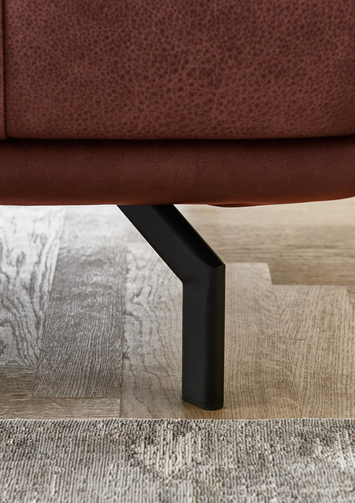 ECKSOFA in Echtleder Weinrot  - Anthrazit/Weinrot, Design, Leder/Metall (255/325cm) - Dieter Knoll