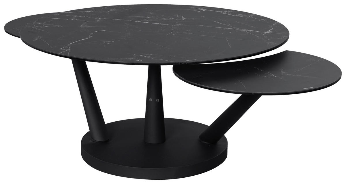 COUCHTISCH ESG 88-150/88/43 cm rund Schwarz  - Schwarz, Design, Glas/Keramik (88-150/88/43cm) - Dieter Knoll
