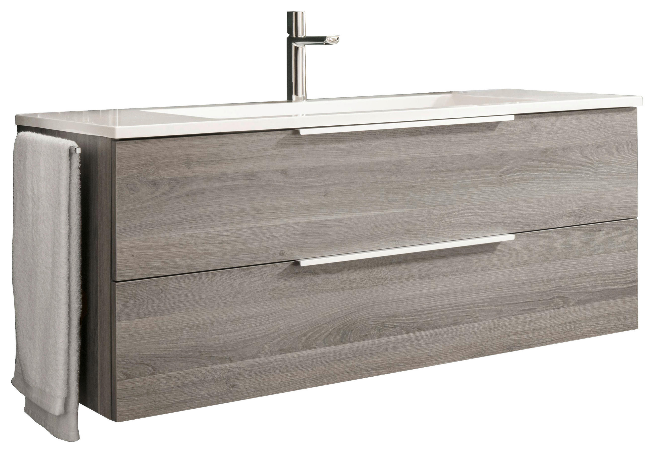 WASCHTISCHKOMBI 120,6 cm  - Alufarben/Weiß, KONVENTIONELL, Holzwerkstoff/Stein (120,6cm) - Novel