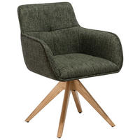 ARMLEHNSTUHL  Stoffauswahl, Sitzfläche 360° drehbar, inklusive Armlehnen, Gestellauswahl Mikrofaser  Grün, Eichefarben  - Eichefarben/Grün, Design, Holz/Textil (61/87,5/61cm) - Novel
