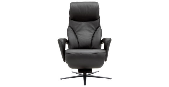 RELAXSESSEL Echtleder Nackenstütze, Relaxfunktion, Kopfteilverstellung    - Anthrazit/Schwarz, Design, Leder/Metall (75/106/88cm) - Dieter Knoll