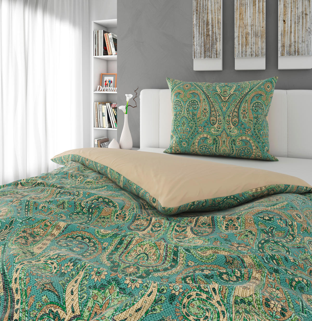 OBOJSTRANNÁ POSTEĽNÁ BIELIZEŇ, satén, viacfarebná, 140/200 cm - viacfarebná, Konventionell (140/200cm) - Esposa