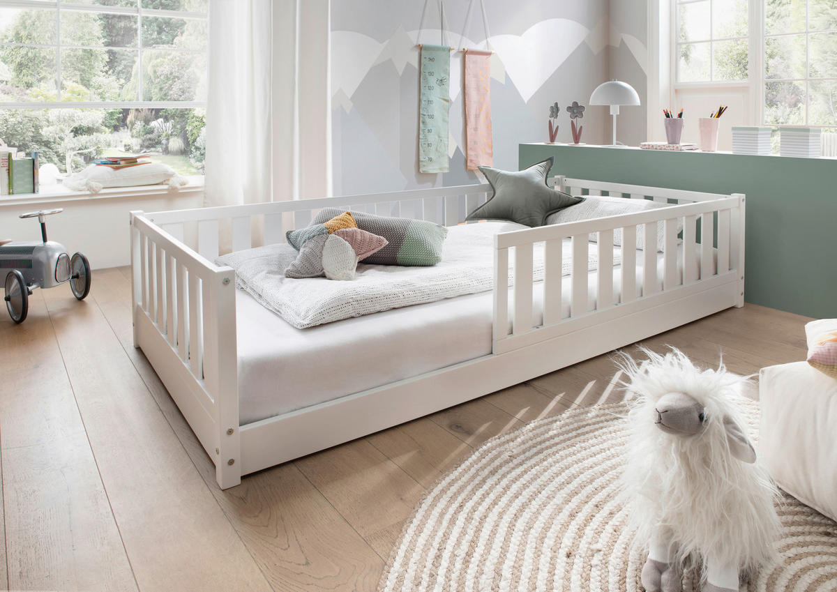 BODENBETT. 120/200 cm  in Weiß  - Weiß, LIFESTYLE, Holz (120/200cm) - Ben'n'jen