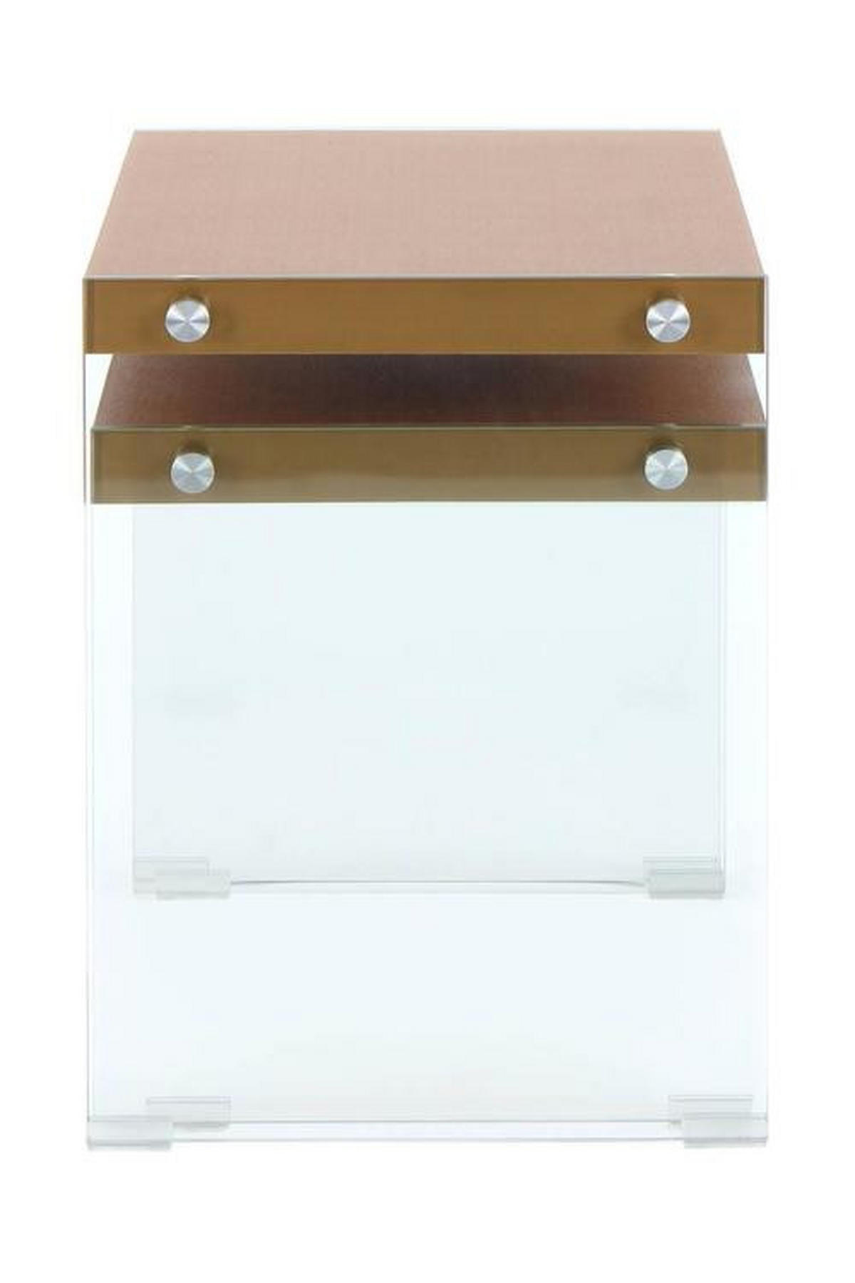 SIDOBORD SET i glas, trämaterial  - klar/guldfärgad, Basics, trämaterial/glas - Kayoom