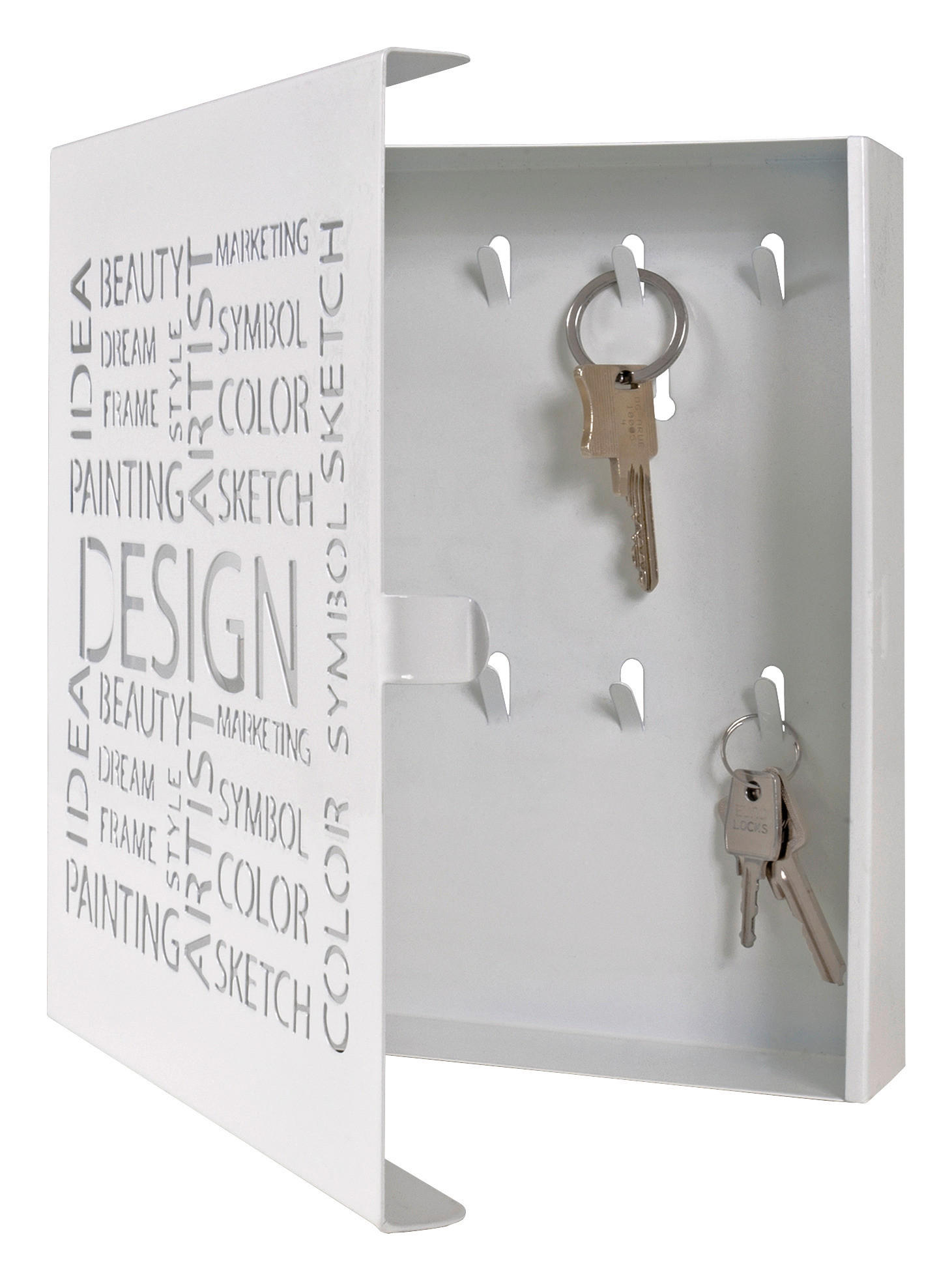 SKŘÍŇKA NA KLÍČE, bílá - bílá, Design, kov (22/24/5cm) - Carryhome