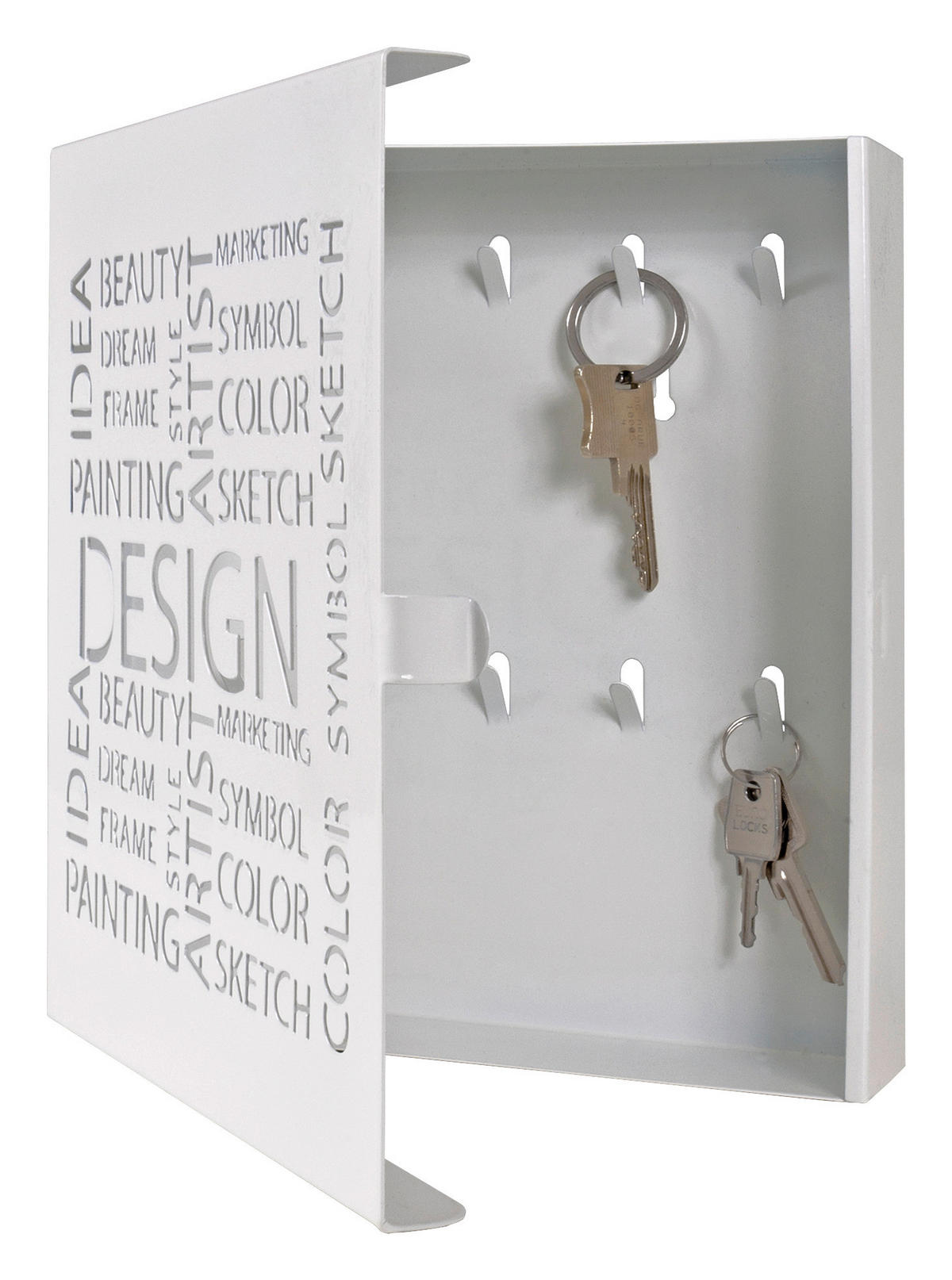 KULCSTARTÓ SZEKRÉNY - fehér, Design, fém (22/24/5cm) - Carryhome