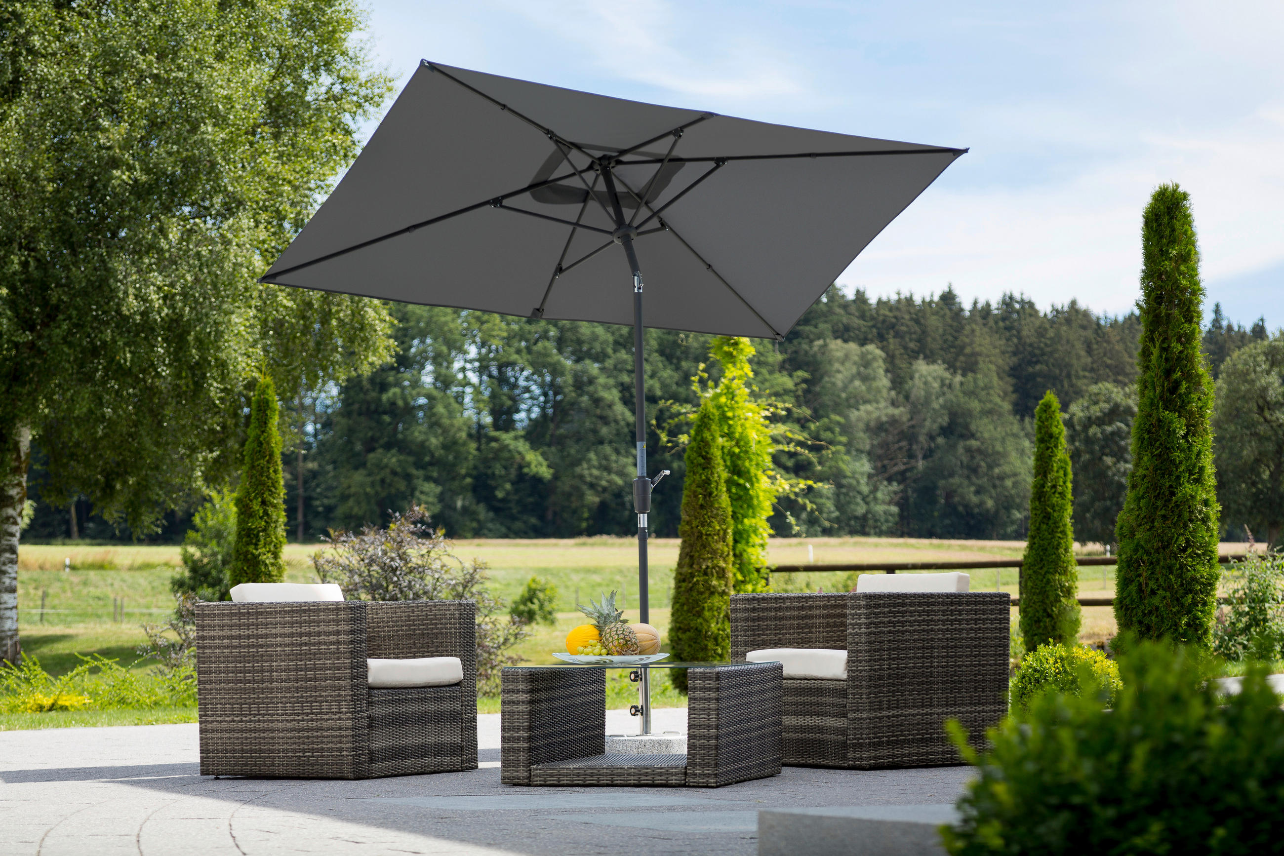 SONNENSCHIRM 270 cm Anthrazit  - Anthrazit, Basics, Textil/Metall (150/250/270cm) - Schneider