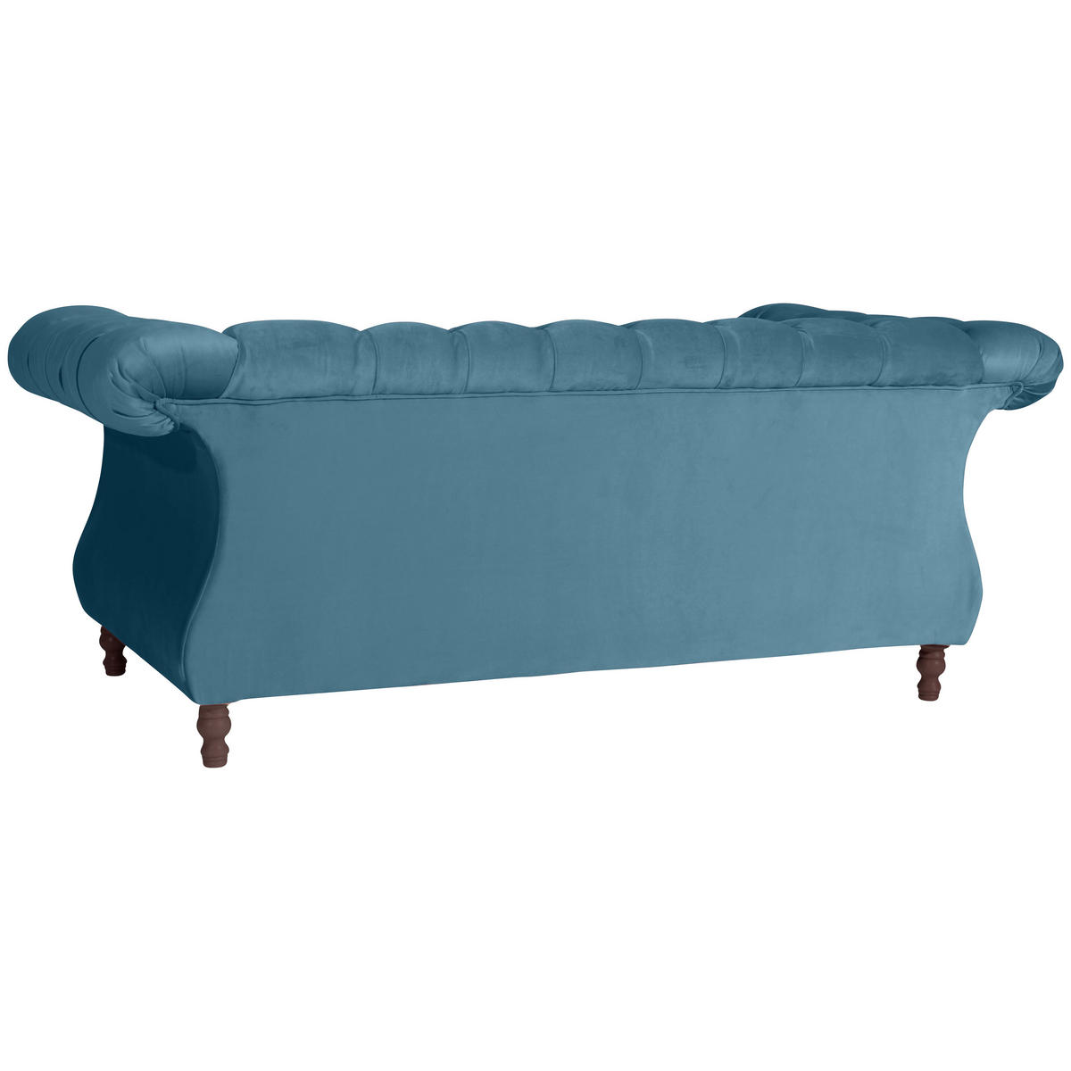 CHESTERFIELD-ZWEISITZER-SOFA  in Velours Petrol  - Nussbaumfarben/Petrol, Design, Holz/Textil (200/80/100cm) - Max Winzer
