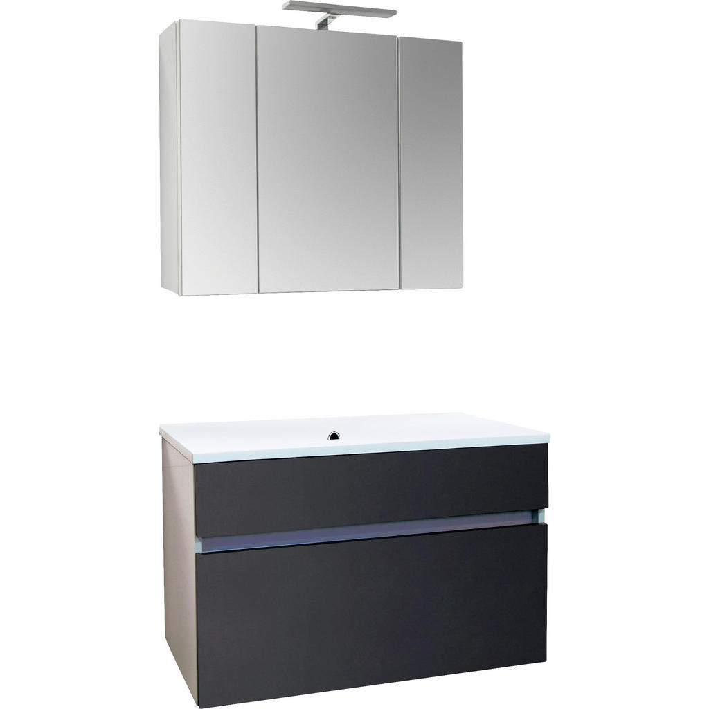 Badmöbel-set 3-tlg. Inkl. Led Koper B: 79,6 Cm Anthrazit